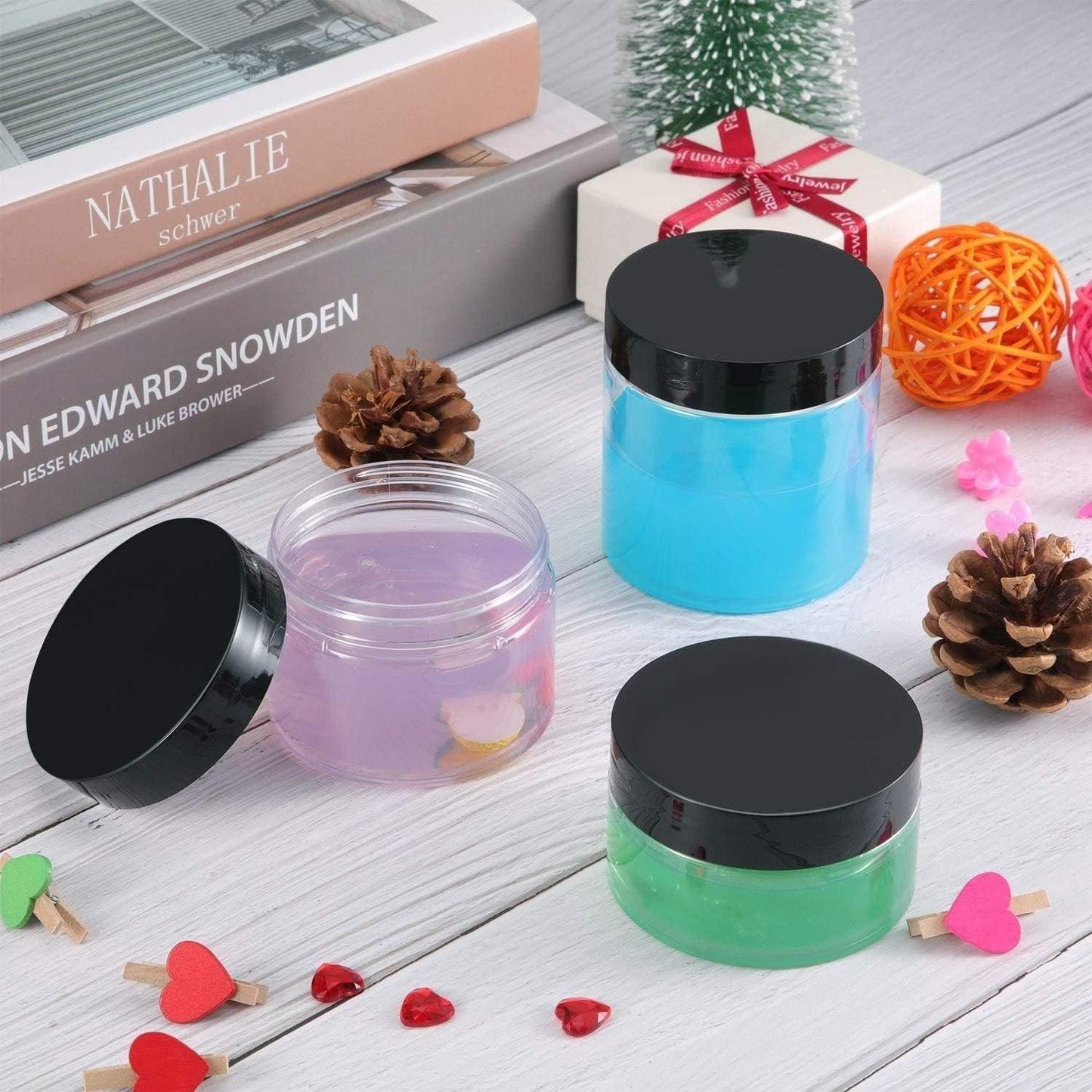 10pcs Wide Mouth Plastic Jars Black Lid Transparent Skin Care Cream Containers - 80ml V528-CREAM-BOTTLE-10PCS-BLACK-378620