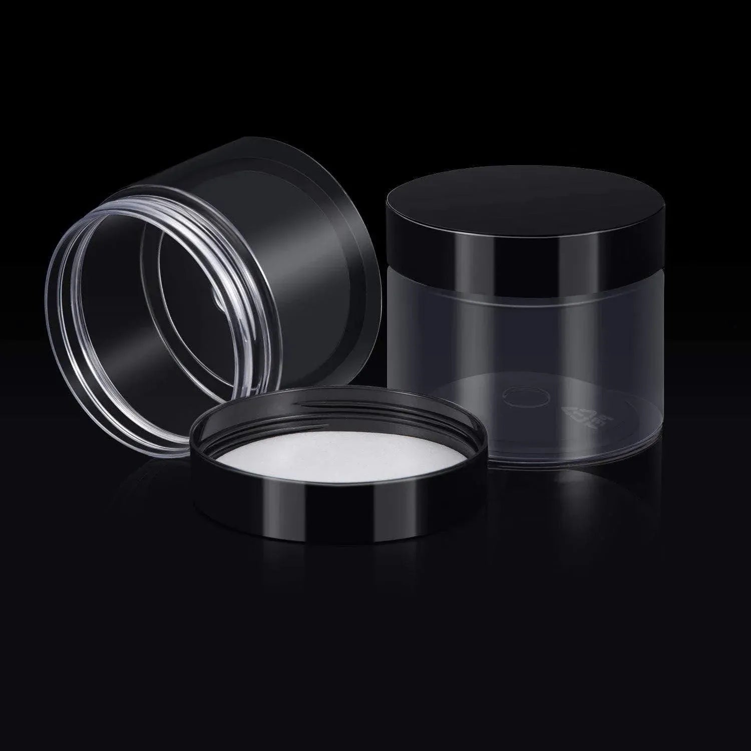 10pcs Wide Mouth Plastic Jars Black Lid Transparent Skin Care Cream Containers - 60ml V528-CREAM-BOTTLE-10PCS-BLACK-406441