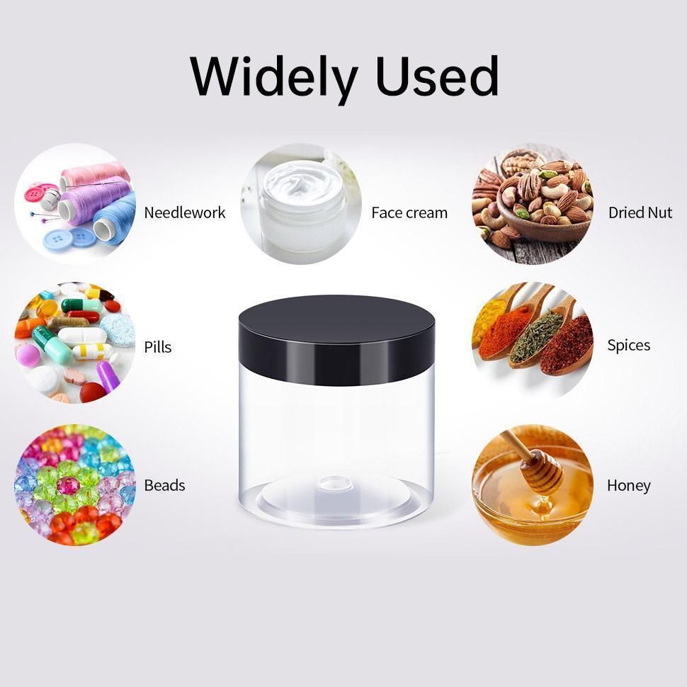 10pcs Wide Mouth Plastic Jars Black Lid Transparent Skin Care Cream Containers - 40ml V528-CREAM-BOTTLE-10PCS-BLACK-844973