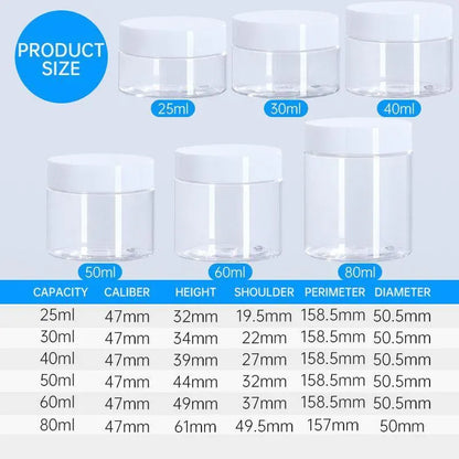 10pcs Transparent Wide Mouth Cream Dispenser White Lid Bottle Plastic Jar - 40ml V528-CREAM-BOTTLE-10PCS-WHITE-157508