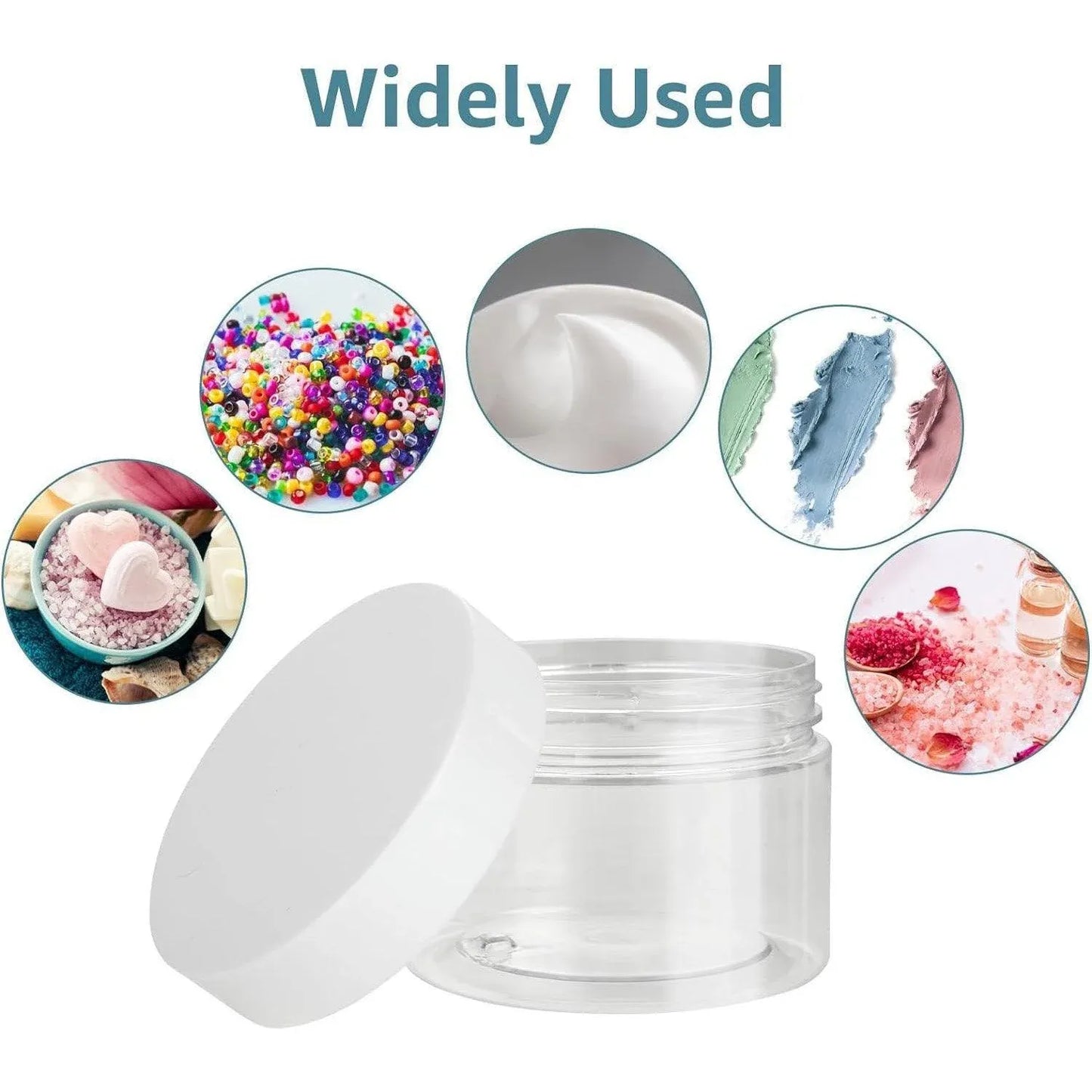 10pcs Transparent Wide Mouth Cream Dispenser White Lid Bottle Plastic Jar - 40ml V528-CREAM-BOTTLE-10PCS-WHITE-157508