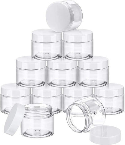 10pcs Transparent Wide Mouth Cream Dispenser White Lid Bottle Plastic Jar - 80ml V528-CREAM-BOTTLE-10PCS-WHITE-393068