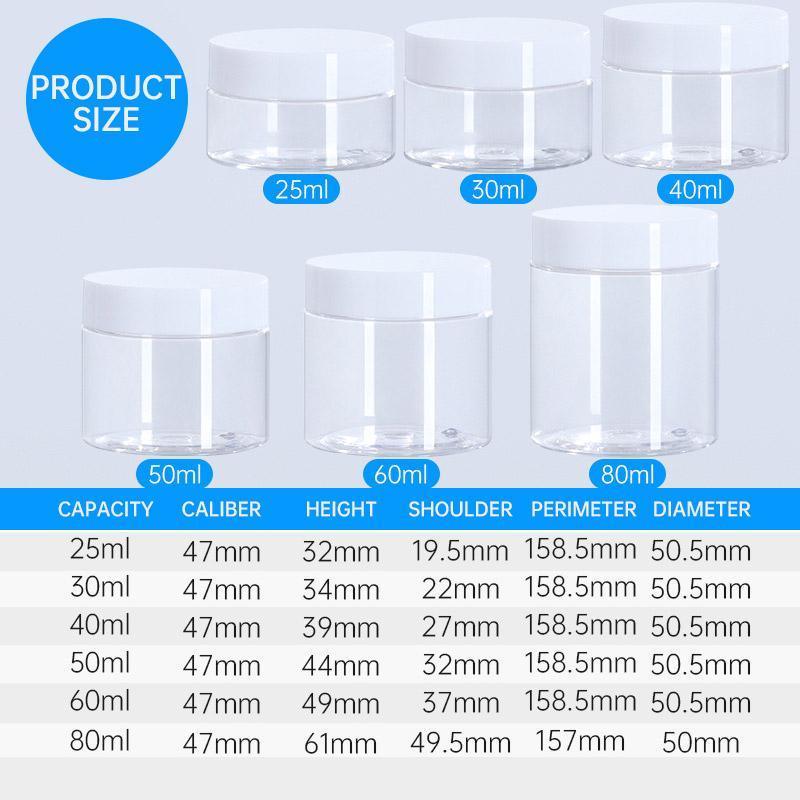 10pcs Transparent Wide Mouth Cream Dispenser White Lid Bottle Plastic Jar - 30ml V528-CREAM-BOTTLE-10PCS-WHITE-956951