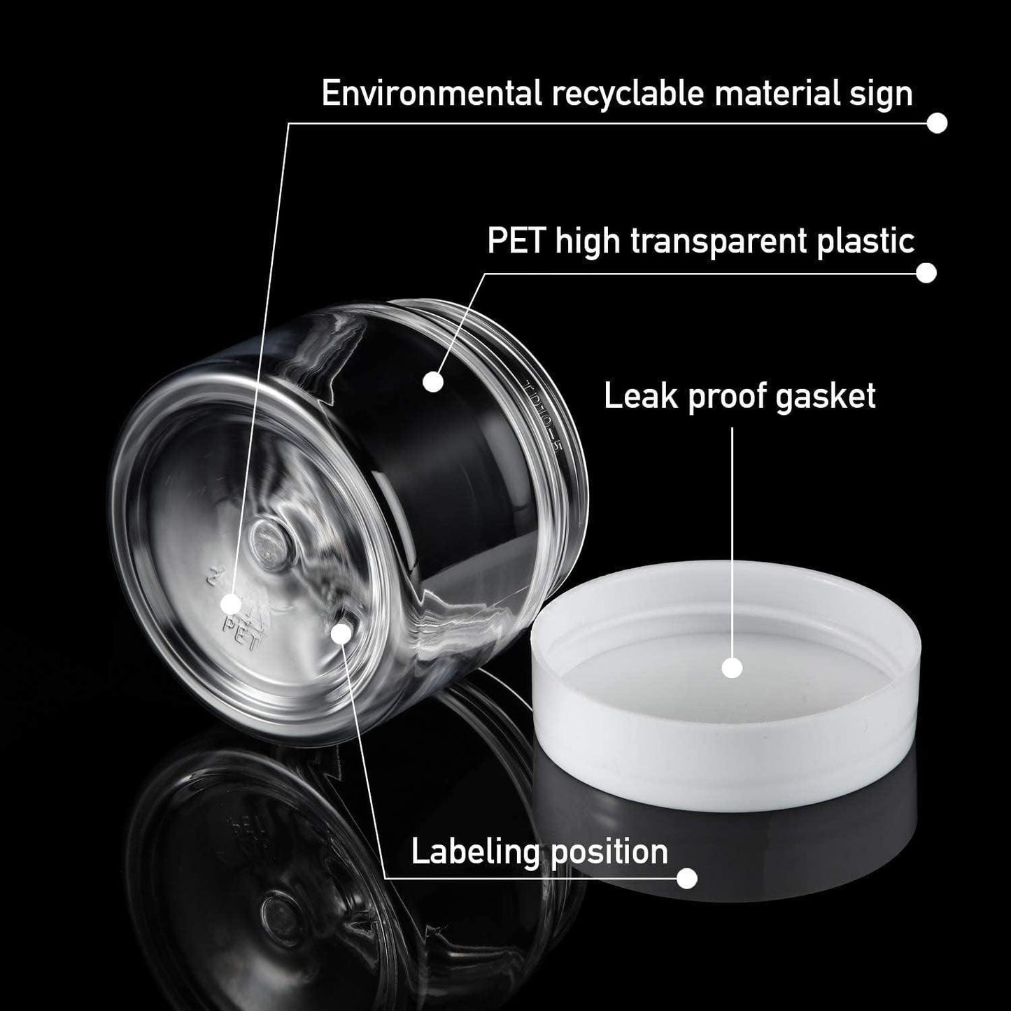 10pcs Transparent Wide Mouth Cream Dispenser White Lid Bottle Plastic Jar - 30ml V528-CREAM-BOTTLE-10PCS-WHITE-956951