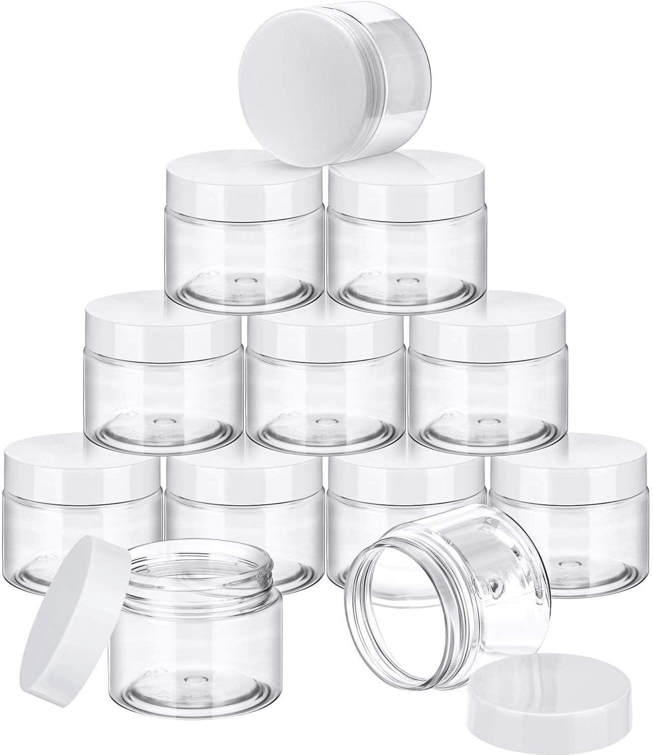 10pcs Transparent Wide Mouth Cream Dispenser White Lid Bottle Plastic Jar - 30ml V528-CREAM-BOTTLE-10PCS-WHITE-956951