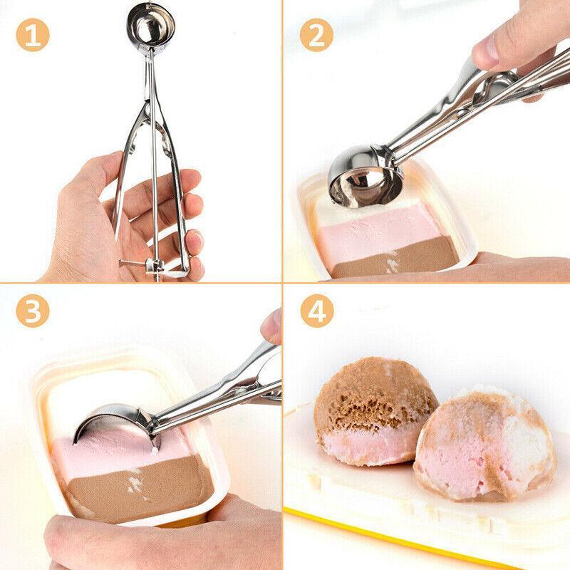 Stainless Steel Icecream Ice Cream Scoop Cookie Dough Mash Spoon Trigger 6Cm Dia V528-CREAMSCOOP-6CM-233169