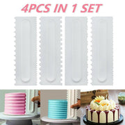 4Pcs Cake Decorating Icing Smoother Edge Frosting Scraper Comb Pastry Spatulas V528-CREAMYCOMB-2829157-456519