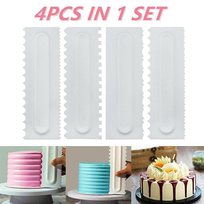 4Pcs Cake Decorating Icing Smoother Edge Frosting Scraper Comb Pastry Spatulas V528-CREAMYCOMB-2829157-456519