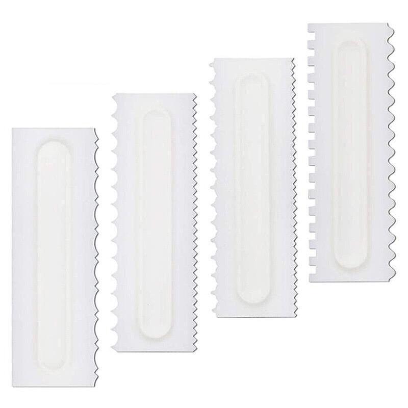 4Pcs Cake Decorating Icing Smoother Edge Frosting Scraper Comb Pastry Spatulas V528-CREAMYCOMB-2829157-456519