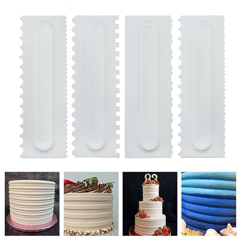 4Pcs Cake Decorating Icing Smoother Edge Frosting Scraper Comb Pastry Spatulas V528-CREAMYCOMB-2829157-456519