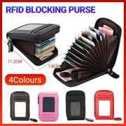 Rfid Blocking Leather Wallet Anti-Theft Credit Card Holder Men Women Coin Purse - Coffee V528-CREDITCARD-COFFEE-840825