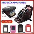 Rfid Blocking Leather Wallet Anti-Theft Credit Card Holder Men Women Coin Purse - Red V528-CREDITCARD-RED-764807