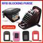 Rfid Blocking Leather Wallet Anti-Theft Credit Card Holder Men Women Coin Purse - Red V528-CREDITCARD-RED-764807