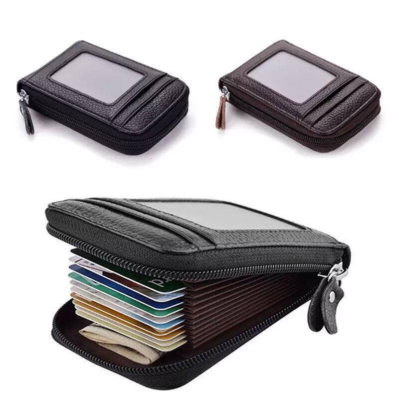 Rfid Blocking Leather Wallet Anti-Theft Credit Card Holder Men Women Coin Purse - Red V528-CREDITCARD-RED-764807