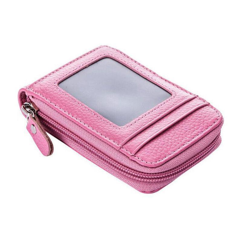 Rfid Blocking Leather Wallet Anti-Theft Credit Card Holder Men Women Coin Purse - Red V528-CREDITCARD-RED-764807