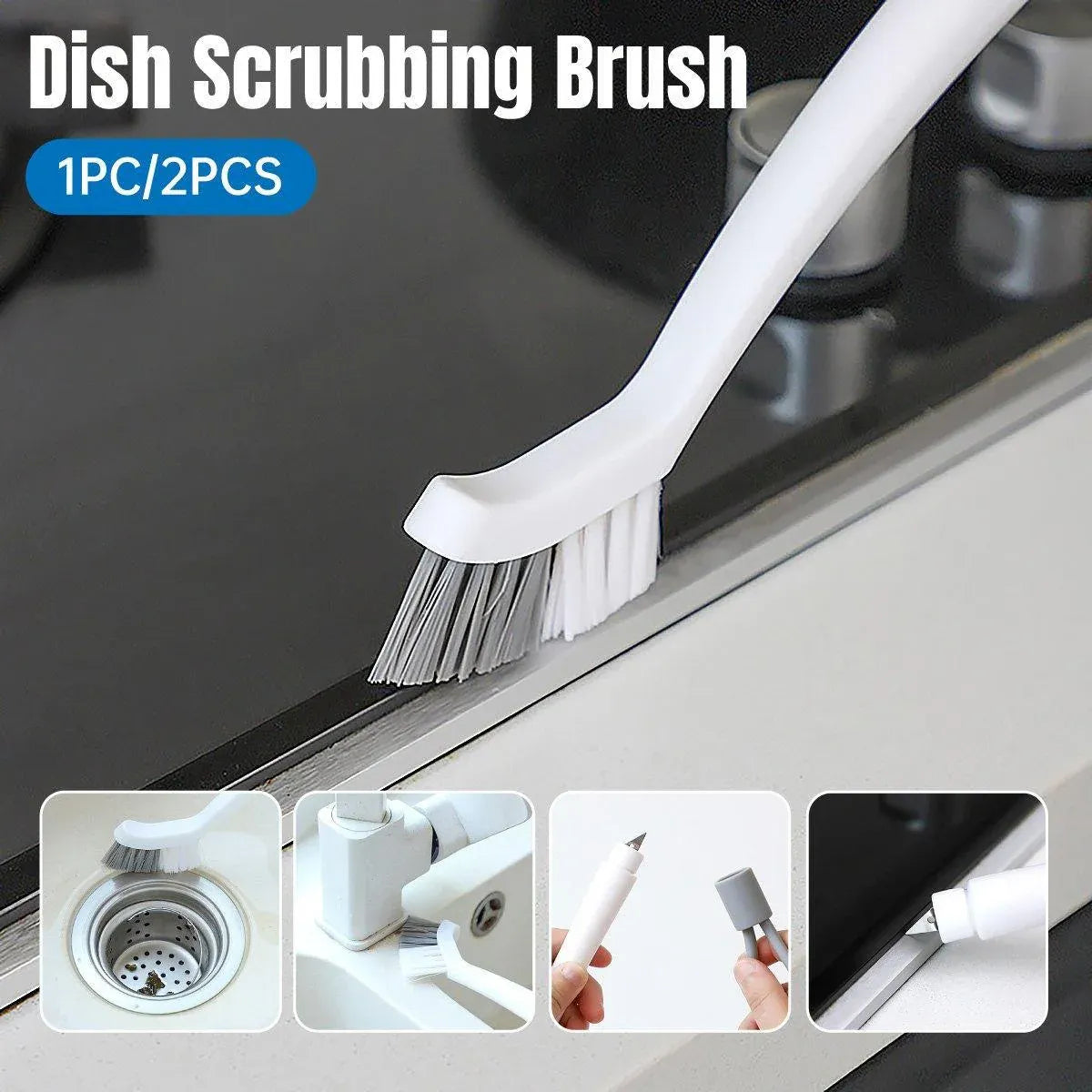 1/2pcs Small Brush for Bathroom Tile Wall Floor Gap Corner Seam Cleaning Tool - 2PCS V528-CREVICE-BRUSH-2PCS-884019