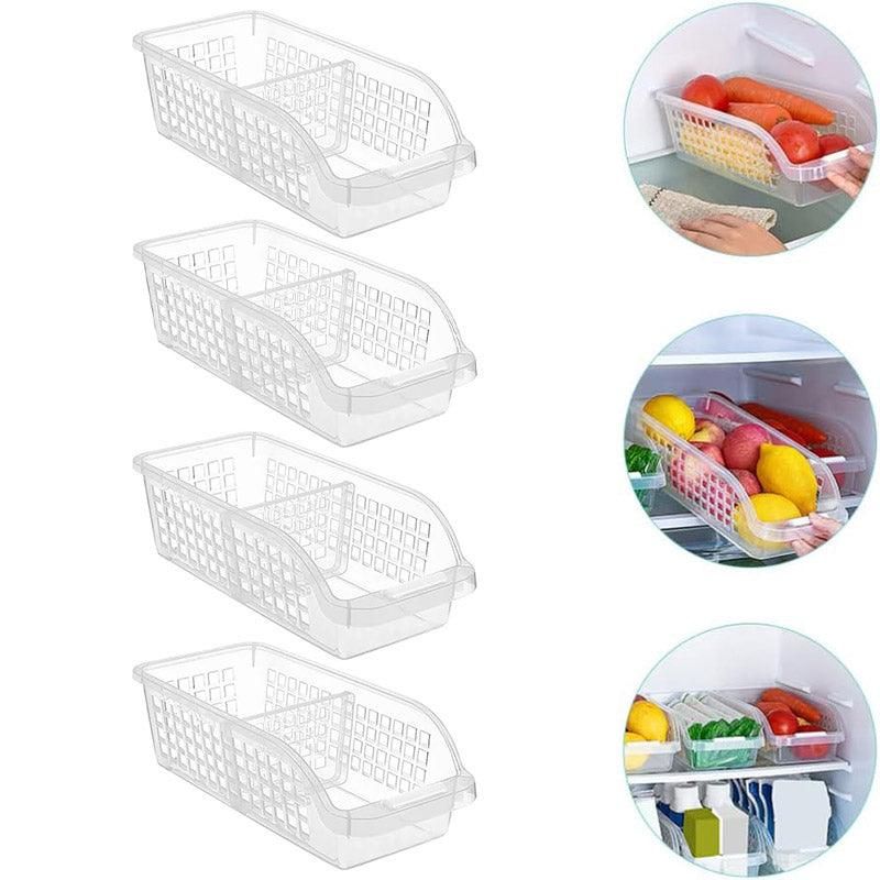 4pcs Refrigerator Storage Box Transparent Plastic Household Organizer Kitchen V528-CRISPER-4PCS-804922