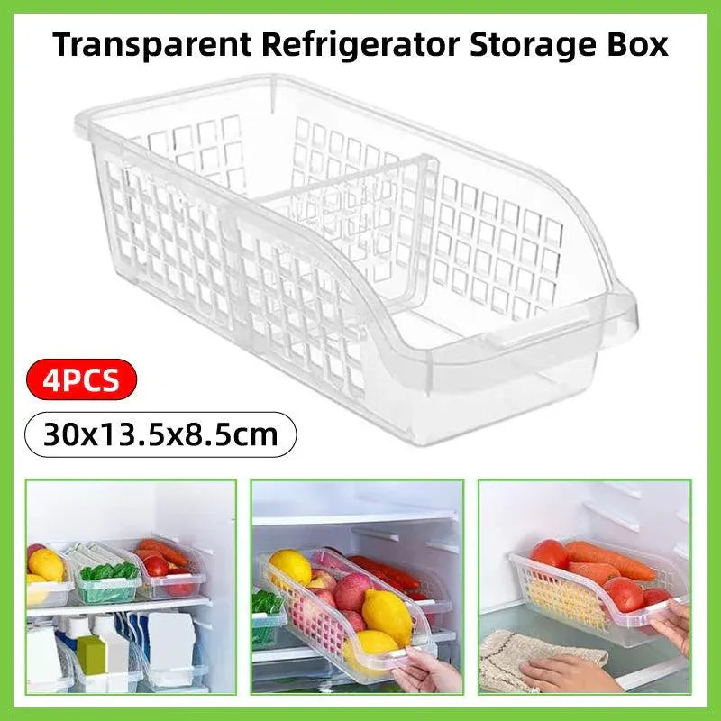 4pcs Refrigerator Storage Box Transparent Plastic Household Organizer Kitchen V528-CRISPER-4PCS-804922