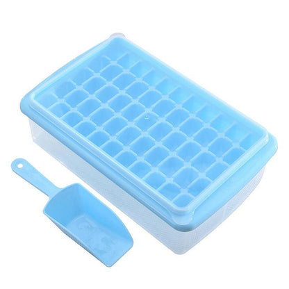 55 Grids Ice Cube Tray Mould With Lid And Storage Box Scoop Set Maker Ice Cube - Blue V528-CRISPER-55GRIDS-BLUE-73655
