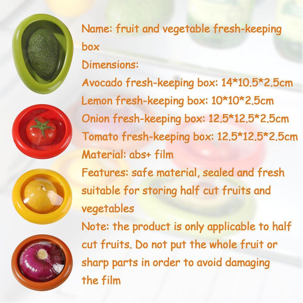 4PCS Vegetable Fruit Shaped Storage Saver Food Containers for Fridge Kitchen V528-CRISPER-BOX-4PCS-550289