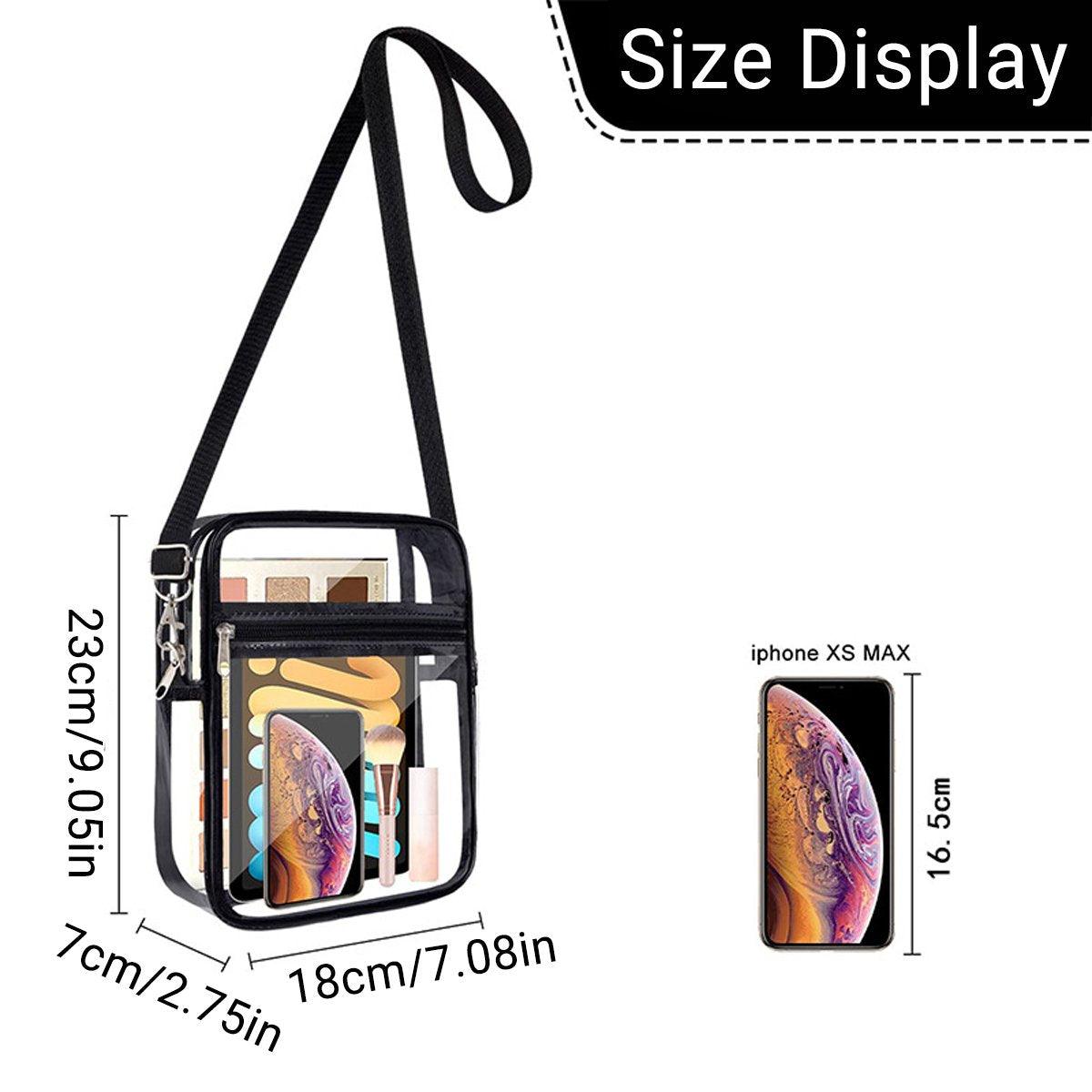 Transparent Crossbody Bag Clear Stylish Handbag for Men and Women Daily Use - Black V528-CROSSBODY-BAG-BLACK-154825