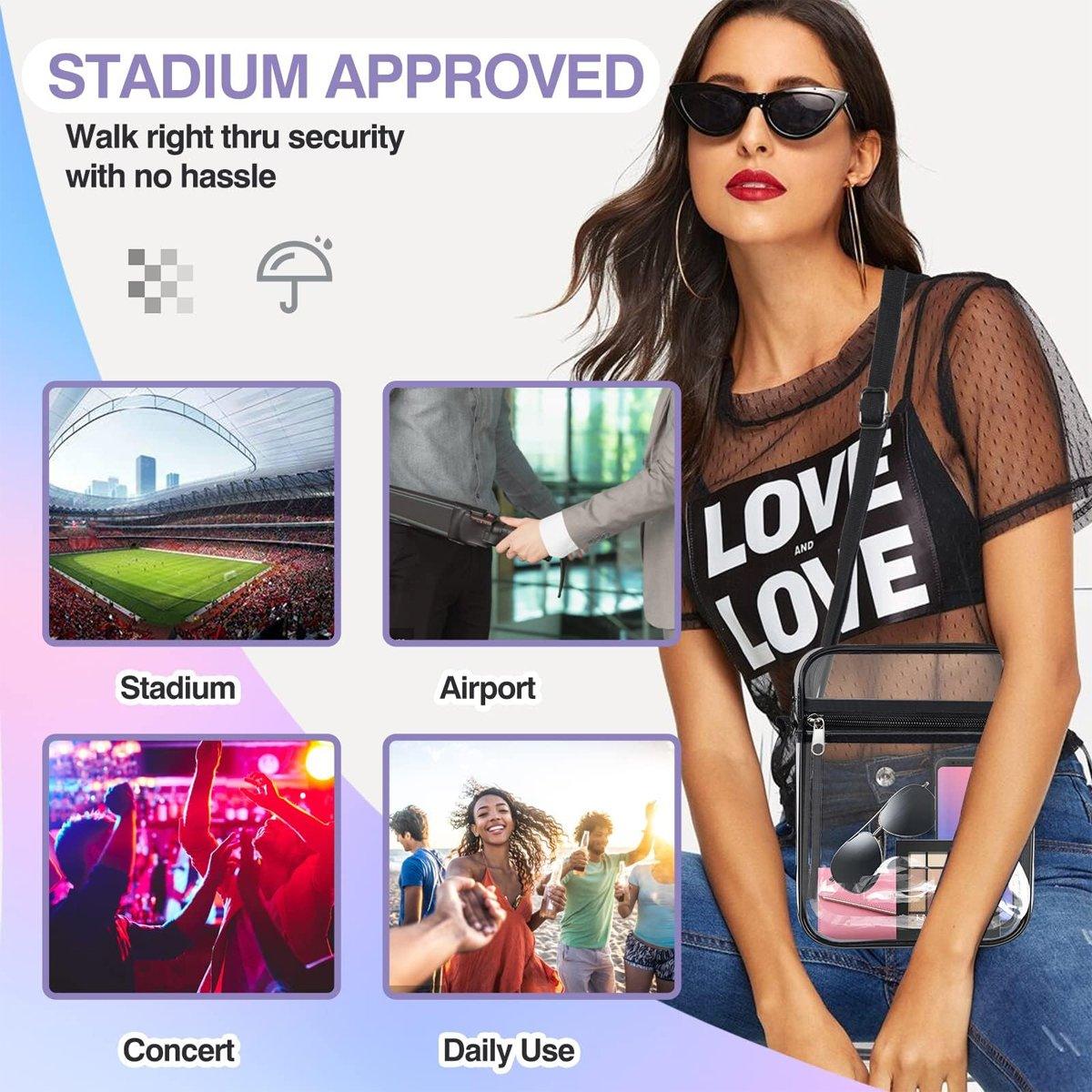 Transparent Crossbody Bag Clear Stylish Handbag for Men and Women Daily Use - Black V528-CROSSBODY-BAG-BLACK-154825