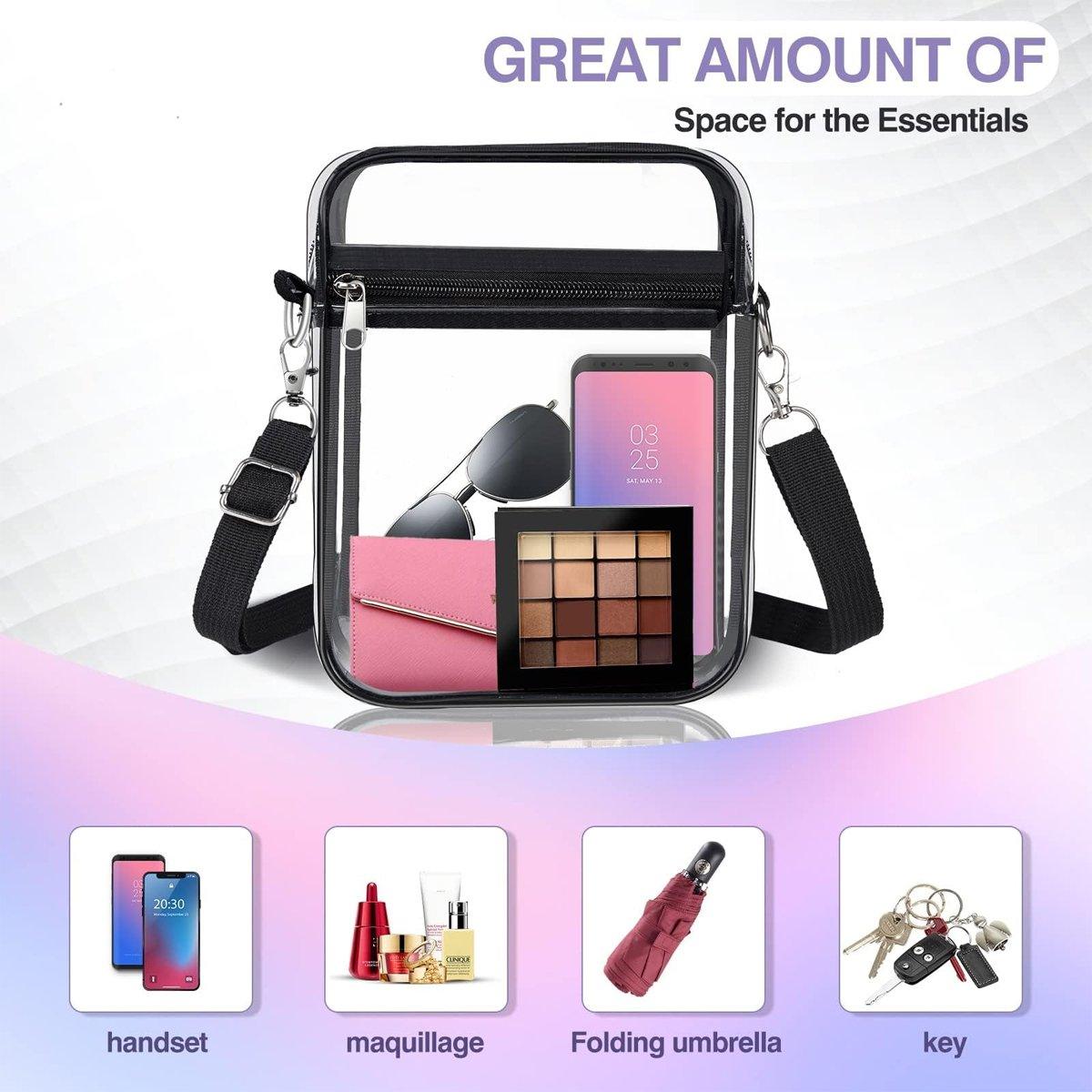 Transparent Crossbody Bag Clear Stylish Handbag for Men and Women Daily Use - Black V528-CROSSBODY-BAG-BLACK-154825