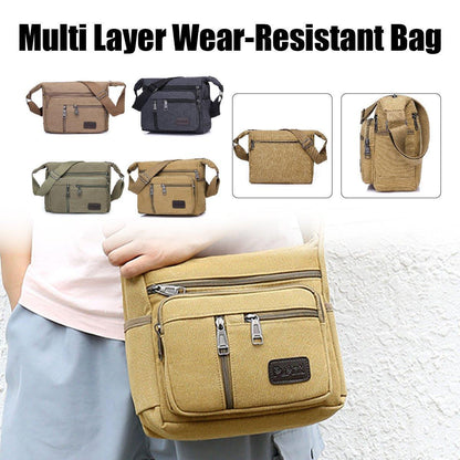Multi Layer Canvas Crossbody Bag Casual Shoulder Bag for Travel Messenger Bag - Black V528-CROSSBODY-BAG-BLACK-320284