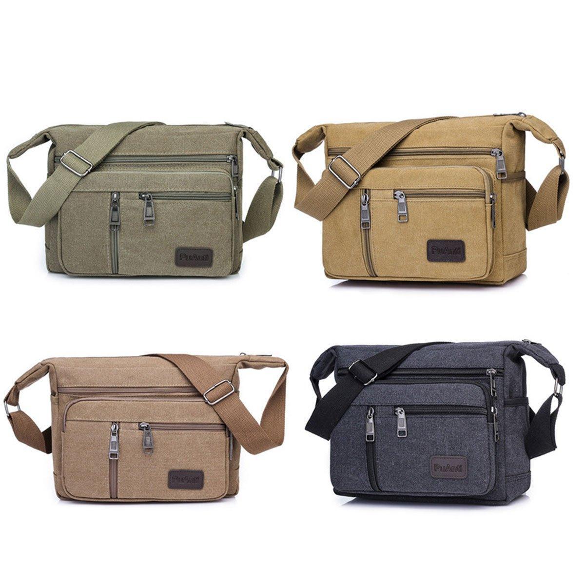 Multi Layer Canvas Crossbody Bag Casual Shoulder Bag for Travel Messenger Bag - Black V528-CROSSBODY-BAG-BLACK-320284