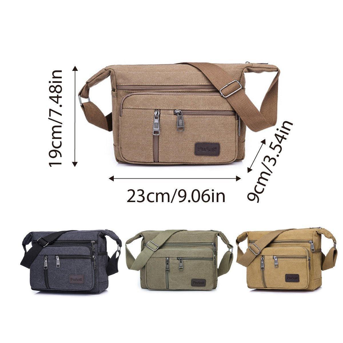 Multi Layer Canvas Crossbody Bag Casual Shoulder Bag for Travel Messenger Bag - Black V528-CROSSBODY-BAG-BLACK-320284