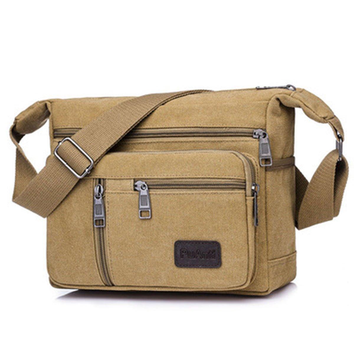 Multi Layer Canvas Crossbody Bag Casual Shoulder Bag for Travel Messenger Bag - Black V528-CROSSBODY-BAG-BLACK-320284