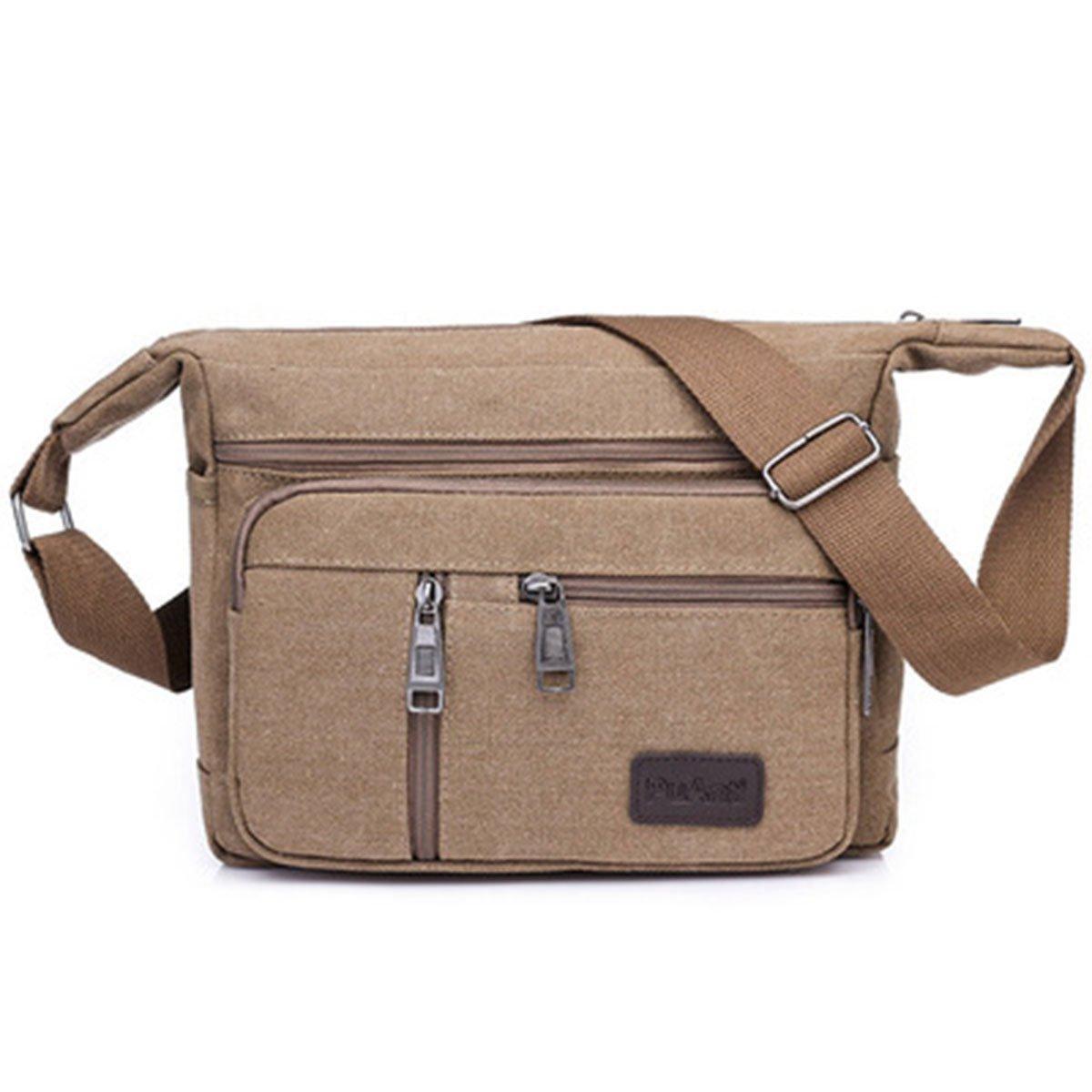 Multi Layer Canvas Crossbody Bag Casual Shoulder Bag for Travel Messenger Bag - Black V528-CROSSBODY-BAG-BLACK-320284