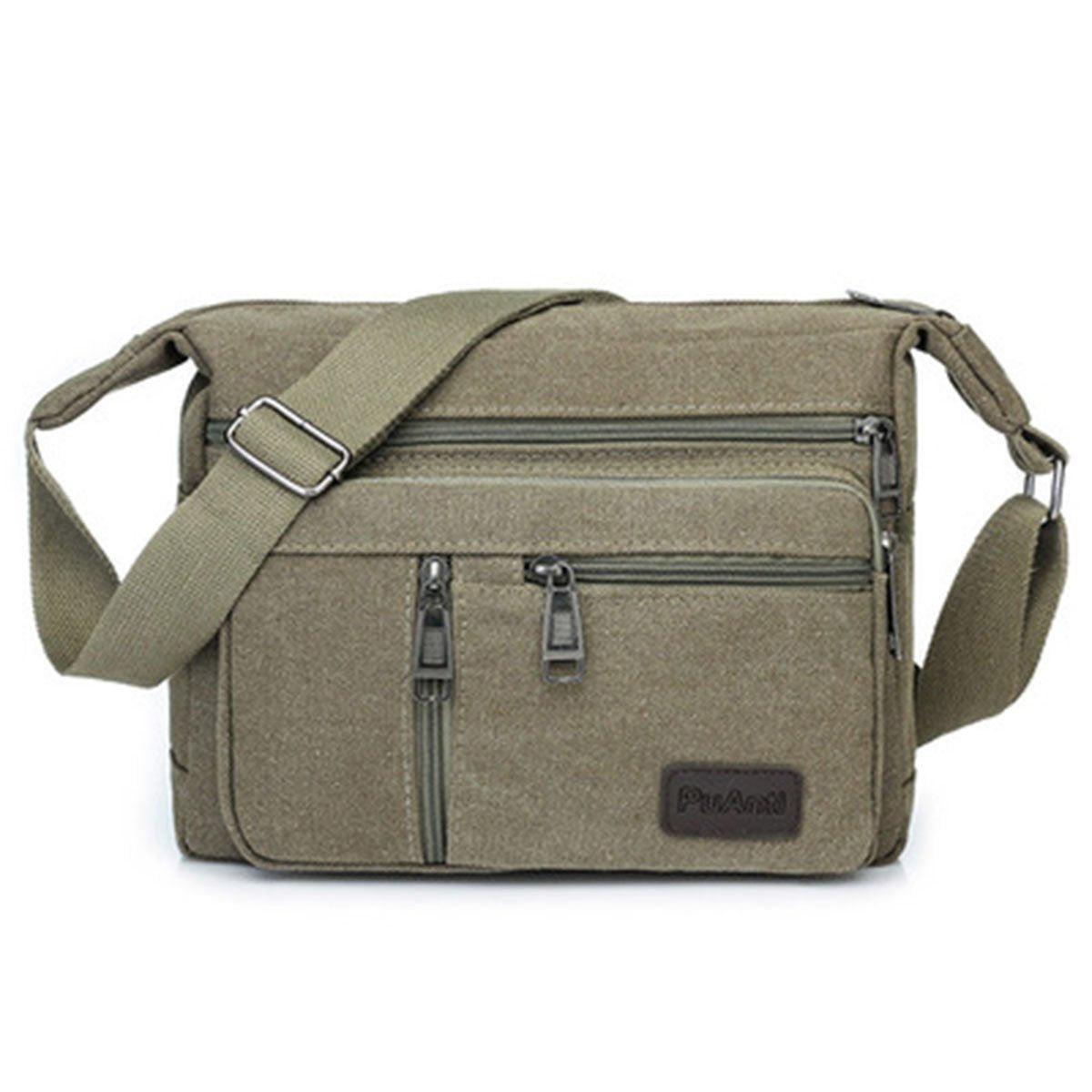 Multi Layer Canvas Crossbody Bag Casual Shoulder Bag for Travel Messenger Bag - Coffee V528-CROSSBODY-BAG-COFFEE-958290