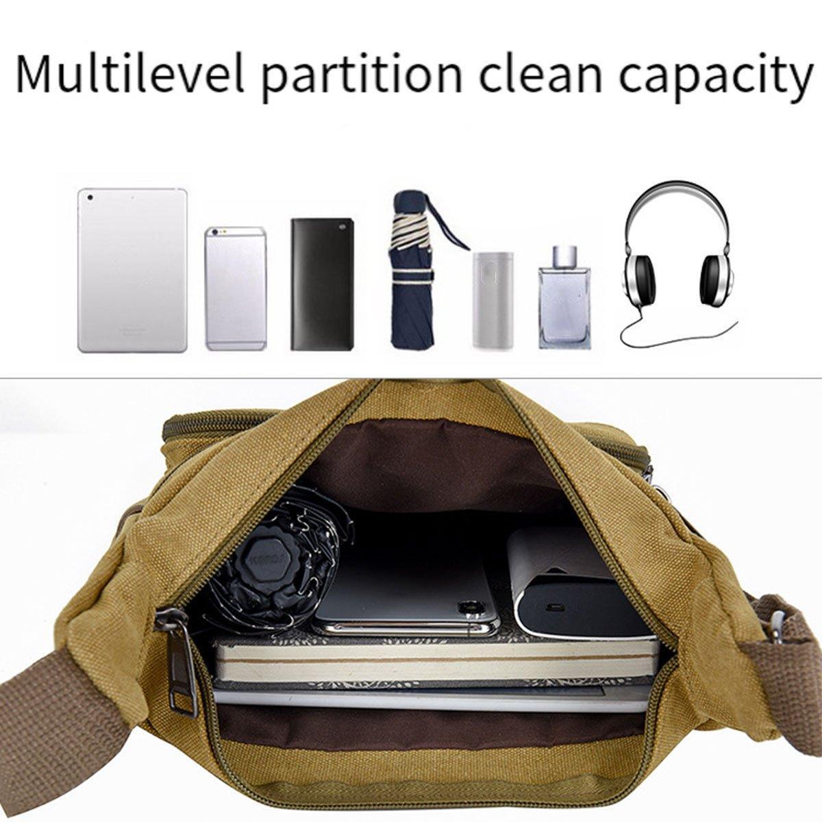 Multi Layer Canvas Crossbody Bag Casual Shoulder Bag for Travel Messenger Bag - Green V528-CROSSBODY-BAG-GREEN-881182