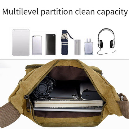 Multi Layer Canvas Crossbody Bag Casual Shoulder Bag for Travel Messenger Bag - Green V528-CROSSBODY-BAG-GREEN-881182