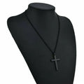 Stainless Steel Cross Pendant Men Women Chain Necklace Religious Jewelry Au V528-CROSSPENDANT-BLACK-262611