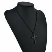 Stainless Steel Cross Pendant Men Women Chain Necklace Religious Jewelry Au V528-CROSSPENDANT-BLACK-262611