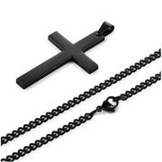 Stainless Steel Cross Pendant Men Women Chain Necklace Religious Jewelry Au V528-CROSSPENDANT-BLACK-262611