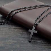 Stainless Steel Cross Pendant Men Women Chain Necklace Religious Jewelry Au V528-CROSSPENDANT-BLACK-262611