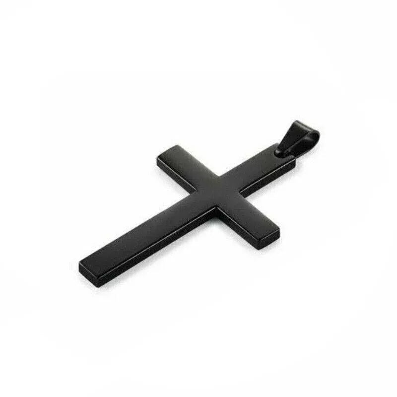 Stainless Steel Cross Pendant Men Women Chain Necklace Religious Jewelry Au V528-CROSSPENDANT-BLACK-262611