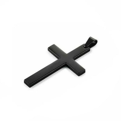 Stainless Steel Cross Pendant Men Women Chain Necklace Religious Jewelry Au V528-CROSSPENDANT-BLACK-262611