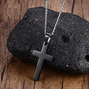Stainless Steel Cross Pendant Men Women Chain Necklace Religious Jewelry Au V528-CROSSPENDANT-BLACK-262611