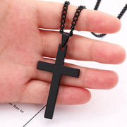 Stainless Steel Cross Pendant Men Women Chain Necklace Religious Jewelry Au V528-CROSSPENDANT-BLACK-262611