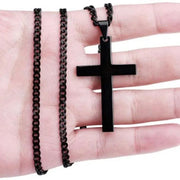 Stainless Steel Cross Pendant Men Women Chain Necklace Religious Jewelry Au V528-CROSSPENDANT-BLACK-262611