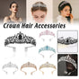 Princess Rhinestone Queen Hair Tiara Headband Hair Accessories Crystal Crown - Gold-White V528-CROWN-GOLD-WHITE-737161