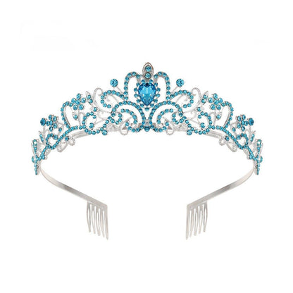 Princess Rhinestone Queen Hair Tiara Headband Hair Accessories Crystal Crown - Gold-White V528-CROWN-GOLD-WHITE-737161