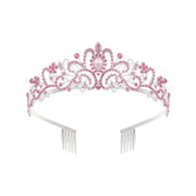 Princess Rhinestone Queen Hair Tiara Headband Hair Accessories Crystal Crown - Gold-White V528-CROWN-GOLD-WHITE-737161