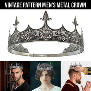 Men Crown Headpiece Royal Vintage Metal Crown Gold Medieval King Costume Party V528-CROWN-SILVER-459386