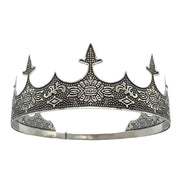 Men Crown Headpiece Royal Vintage Metal Crown Gold Medieval King Costume Party V528-CROWN-SILVER-459386