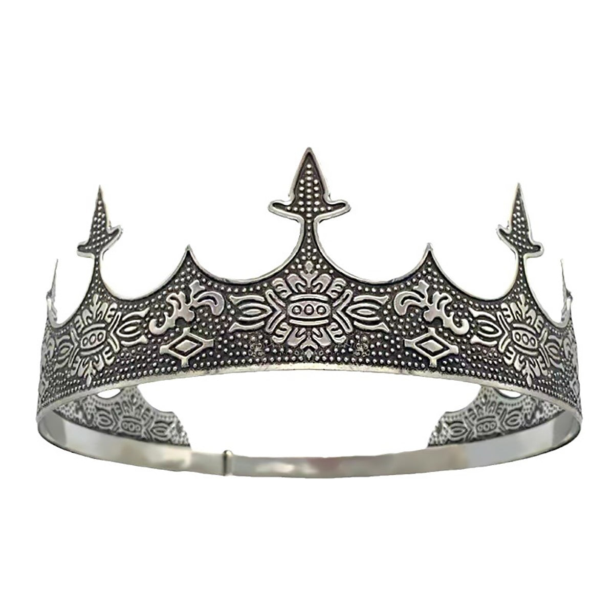 Men Crown Headpiece Royal Vintage Metal Crown Gold Medieval King Costume Party V528-CROWN-SILVER-459386